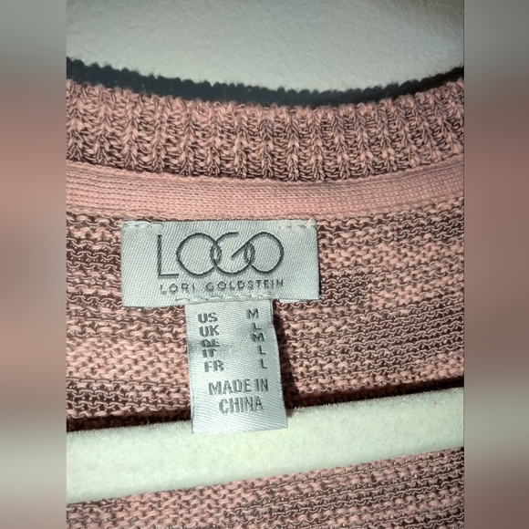 LOGO by Lori Goldstein (Size M) Pink Knit & Lace Trim Sweater Vest Tunic - Picture 2 of 9